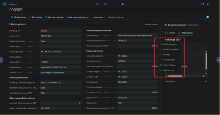 Kachel "Einstellungen Posteingang"