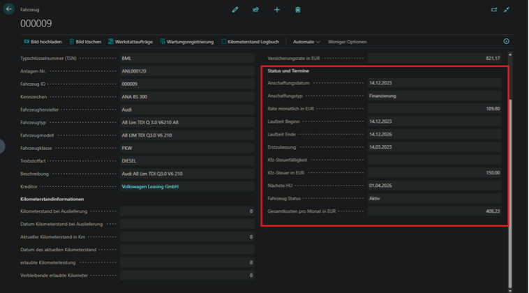 Kachel "Einstellungen Posteingang"