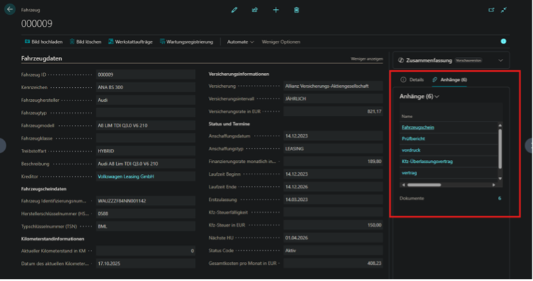 Kachel "Einstellungen Posteingang"